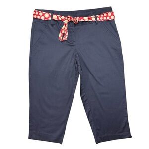 NWT Copper Key Navy Cotton Capri Pants w/ Red Cream Polka Dot Sash - Size 7